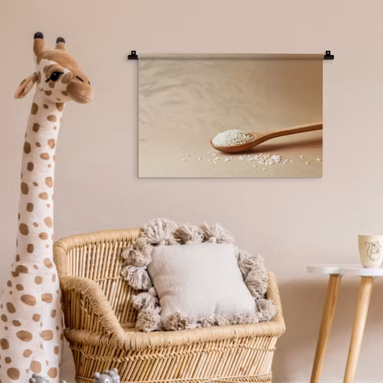 Wandkleed - Lepel - Rijst - Hout - Beige — 5