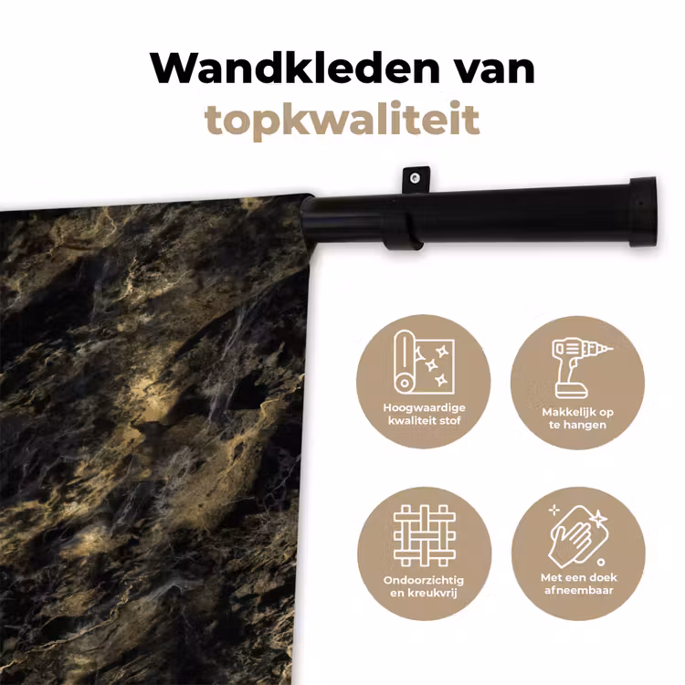 Wandkleed - Marmer - Zwart - Goud — 3