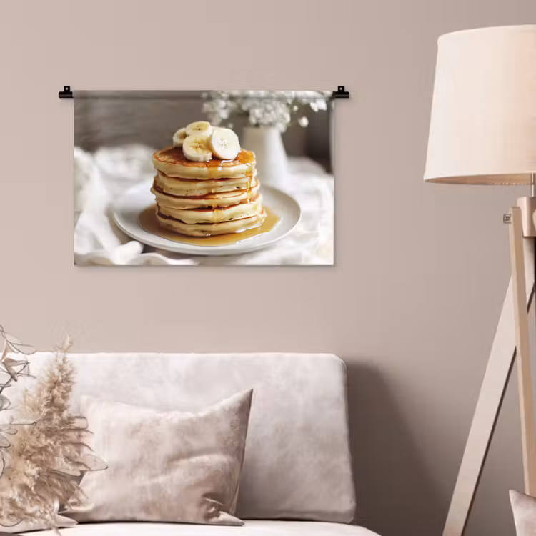 Wandkleed - Pannenkoeken - Banaan - Siroop - Wit - Beige — 2