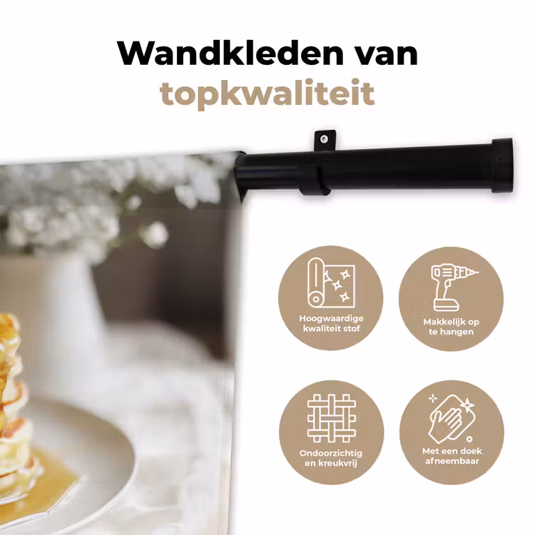 Wandkleed - Pannenkoeken - Banaan - Siroop - Wit - Beige — 3