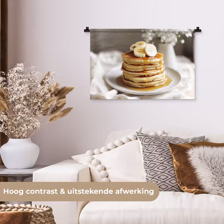 Wandkleed - Pannenkoeken - Banaan - Siroop - Wit - Beige — 4
