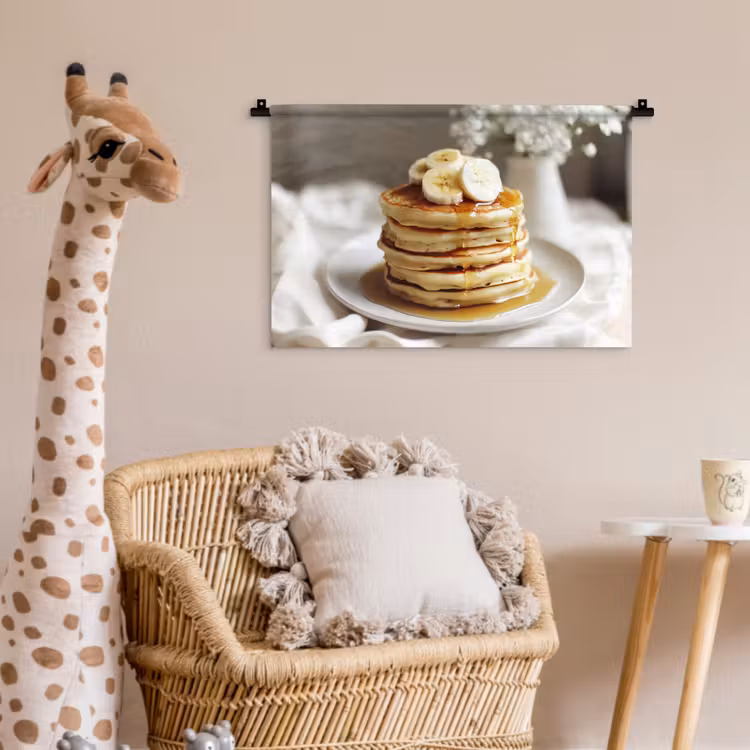 Wandkleed - Pannenkoeken - Banaan - Siroop - Wit - Beige — 5