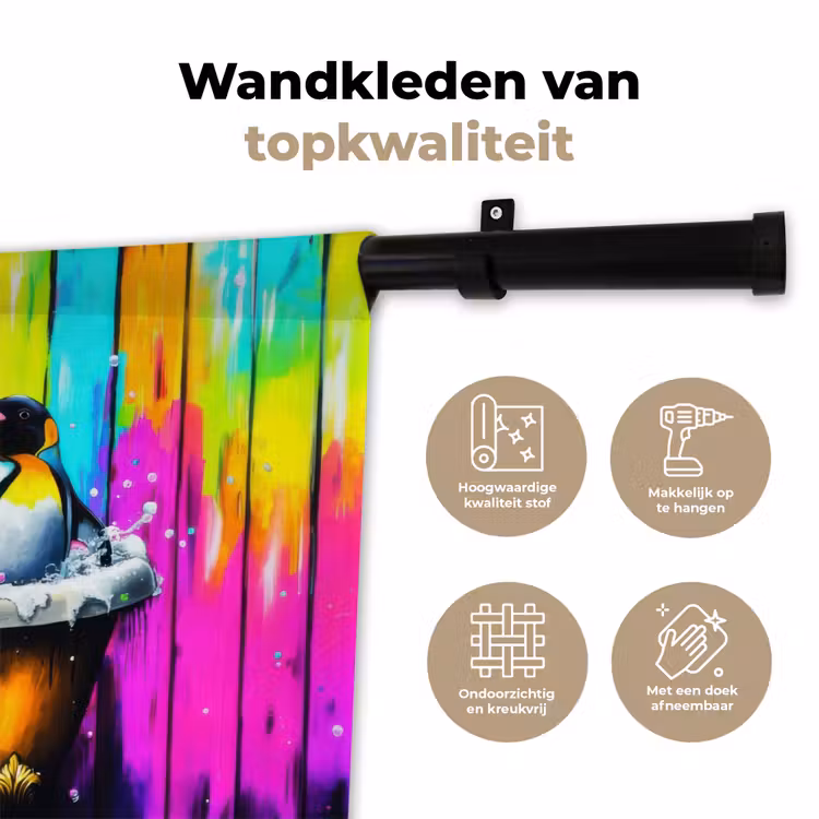 Wandkleed - Pinguïns - Badkuip - Kleurrijk - Schuim — 3