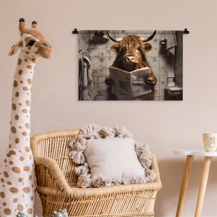 Wandkleed - Schotse hooglander - Toilet - Krant - Badkamer — 5