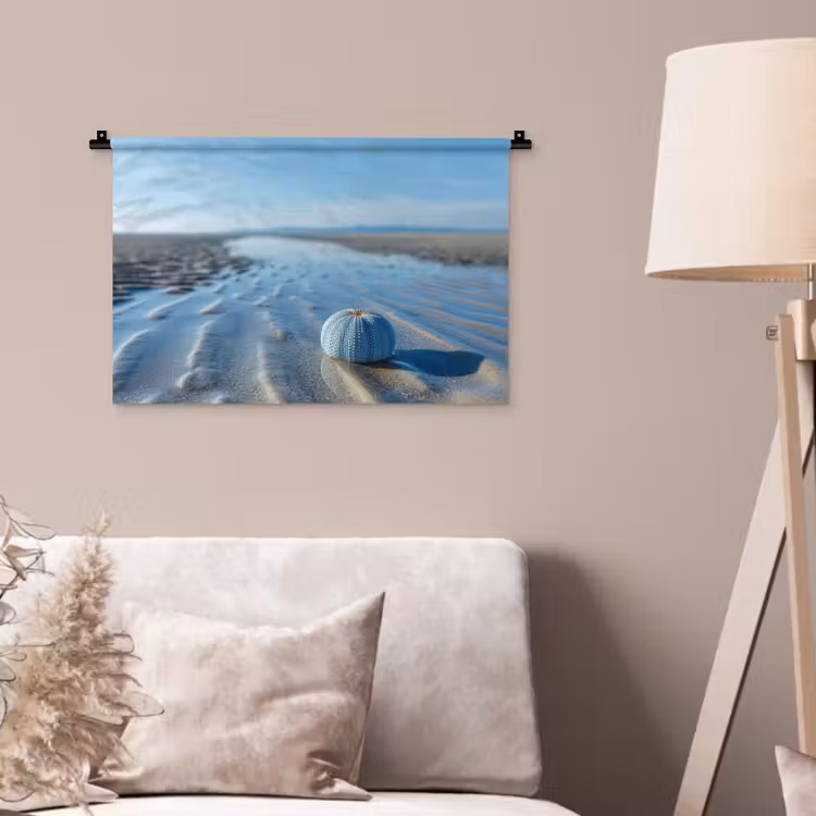 Wandkleed - Strand - Schild - Water - Blauw — 2