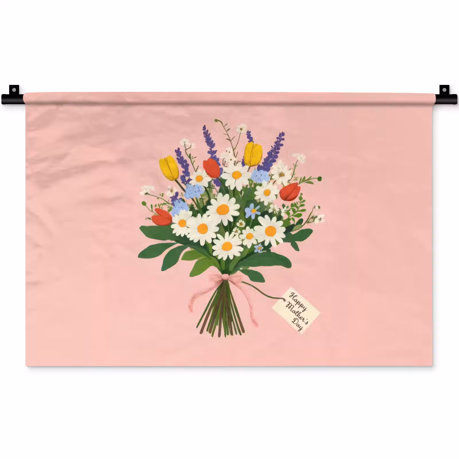 Wandkleed - Bloemen - Lint - Kaartje — 1