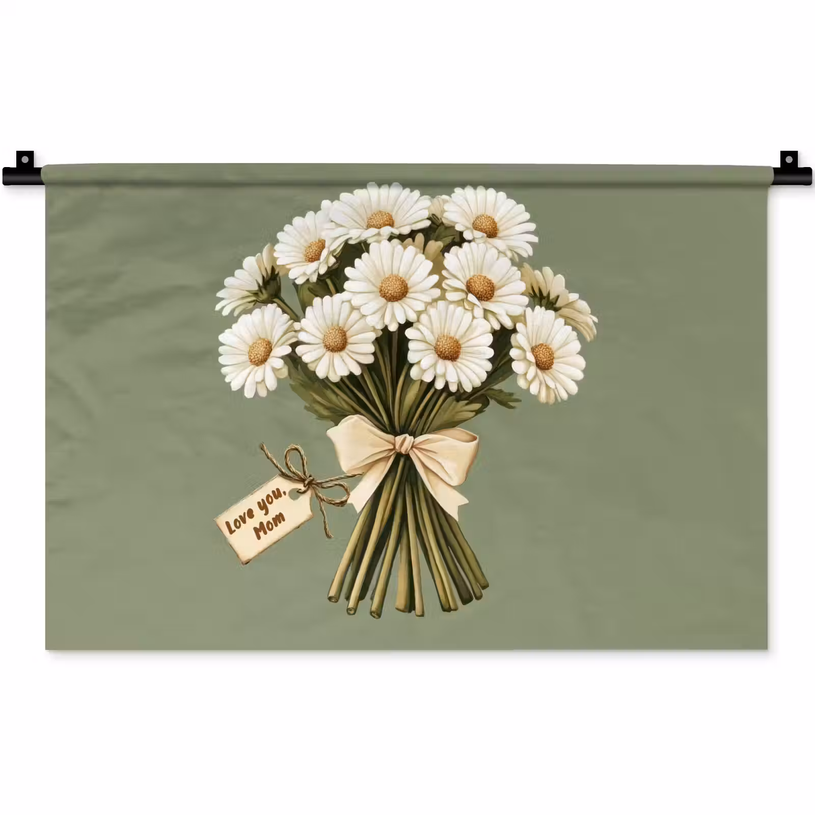 Wandkleed - Lint - Boeket - Groen - Quote — 1