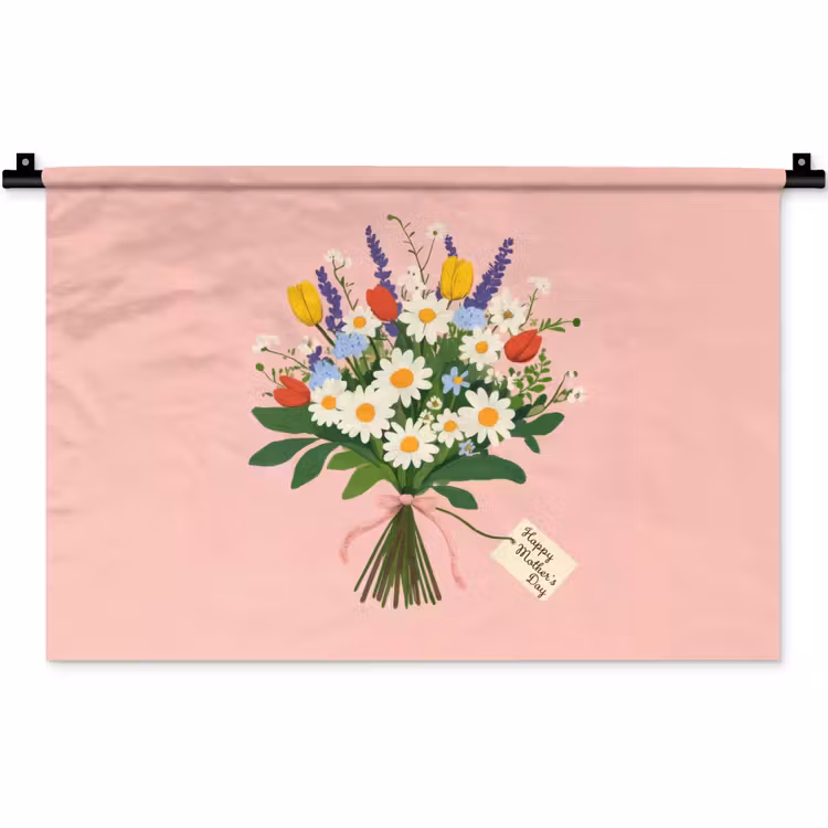Wandkleed - Bloemen - Lint - Kaartje — 1