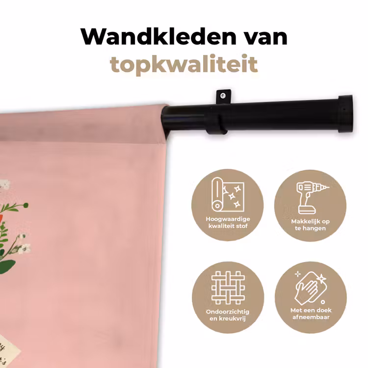 Wandkleed - Bloemen - Lint - Kaartje — 3