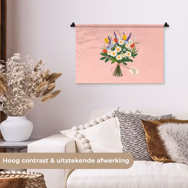 Wandkleed - Bloemen - Lint - Kaartje — 4