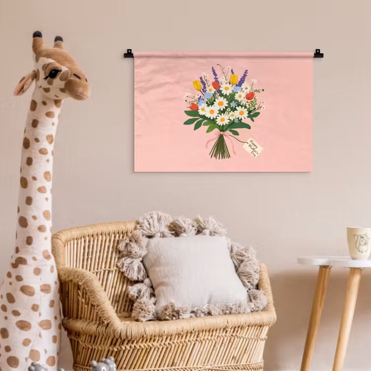 Wandkleed - Bloemen - Lint - Kaartje — 5