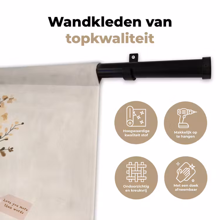 Wandkleed - Bloemen - Quote - Beige - Lint — 3