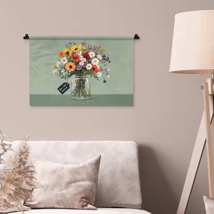 Wandkleed - Bloemen - Vaas - Kaartje — 2
