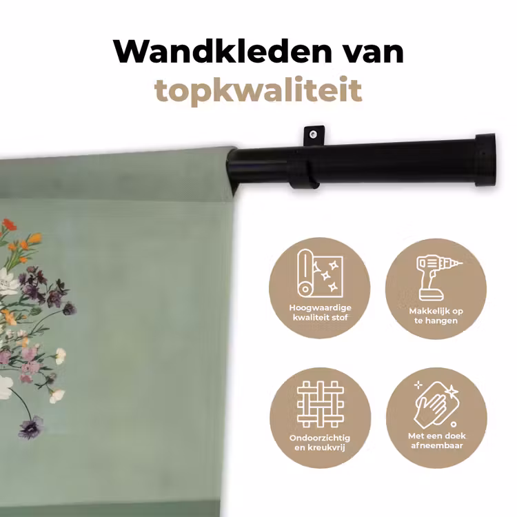 Wandkleed - Bloemen - Vaas - Kaartje — 3