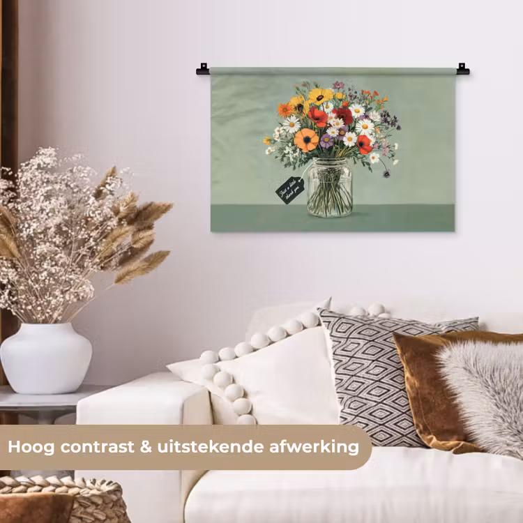 Wandkleed - Bloemen - Vaas - Kaartje — 4