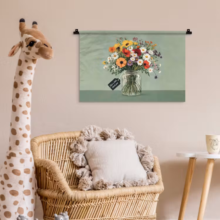 Wandkleed - Bloemen - Vaas - Kaartje — 5