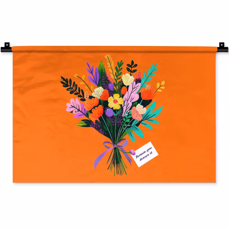 Wandkleed - Kaartje - Boeket - Bloemen — 1