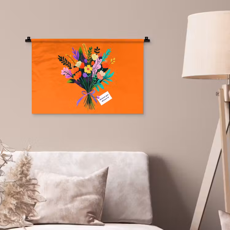 Wandkleed - Kaartje - Boeket - Bloemen — 2