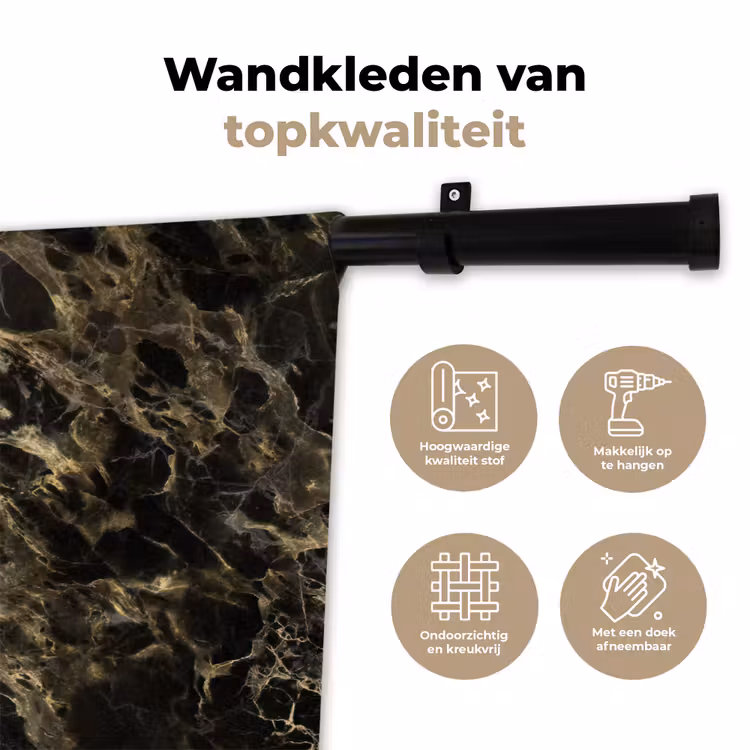 Wandkleed - Kristal - Goud - Zwart - Marmer — 3