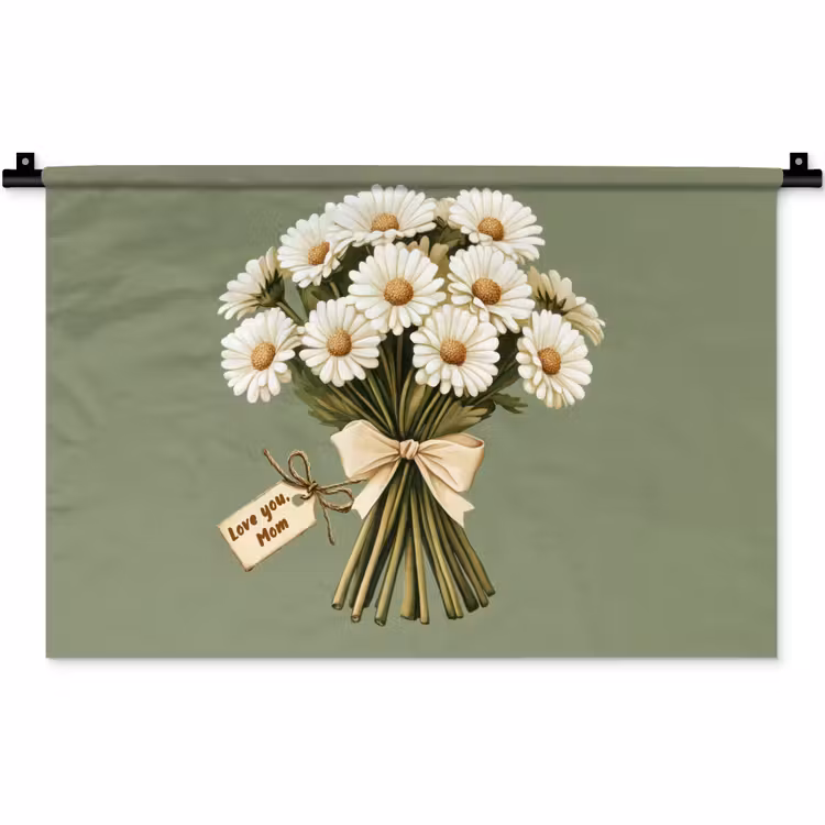 Wandkleed - Lint - Boeket - Groen - Quote — 1