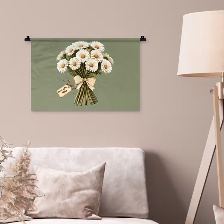 Wandkleed - Lint - Boeket - Groen - Quote — 2