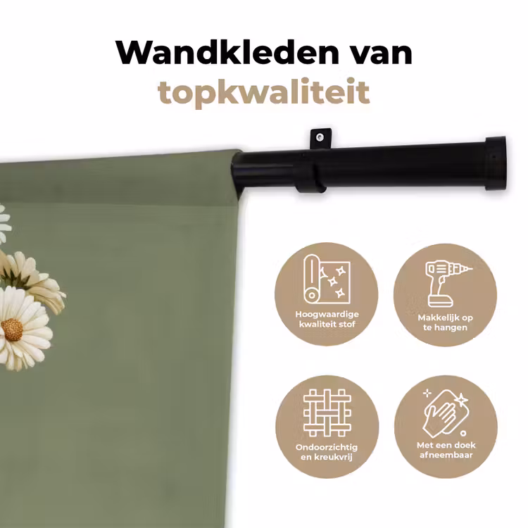 Wandkleed - Lint - Boeket - Groen - Quote — 3