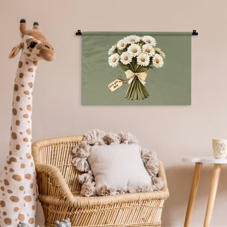 Wandkleed - Lint - Boeket - Groen - Quote — 5