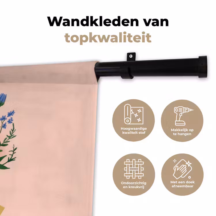 Wandkleed - Margrieten - Boeket - Strikje - Roze — 3