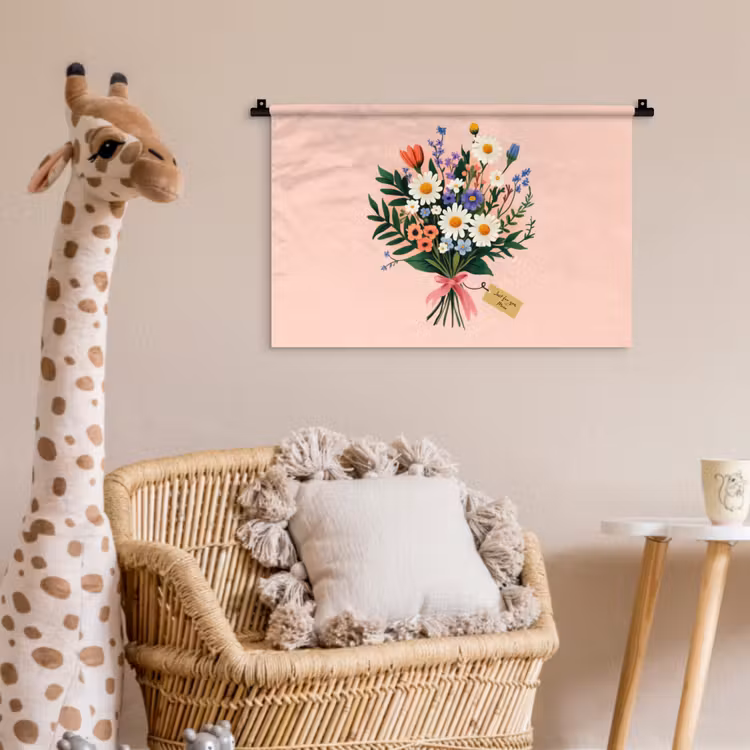 Wandkleed - Margrieten - Boeket - Strikje - Roze — 5