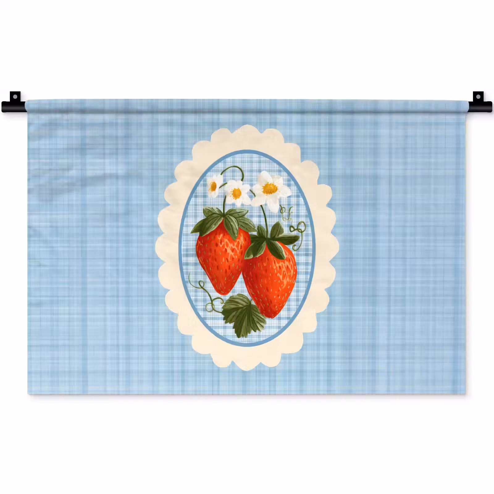 Wandkleed - Aardbeien - Lijst - Rood - Geruit — 1