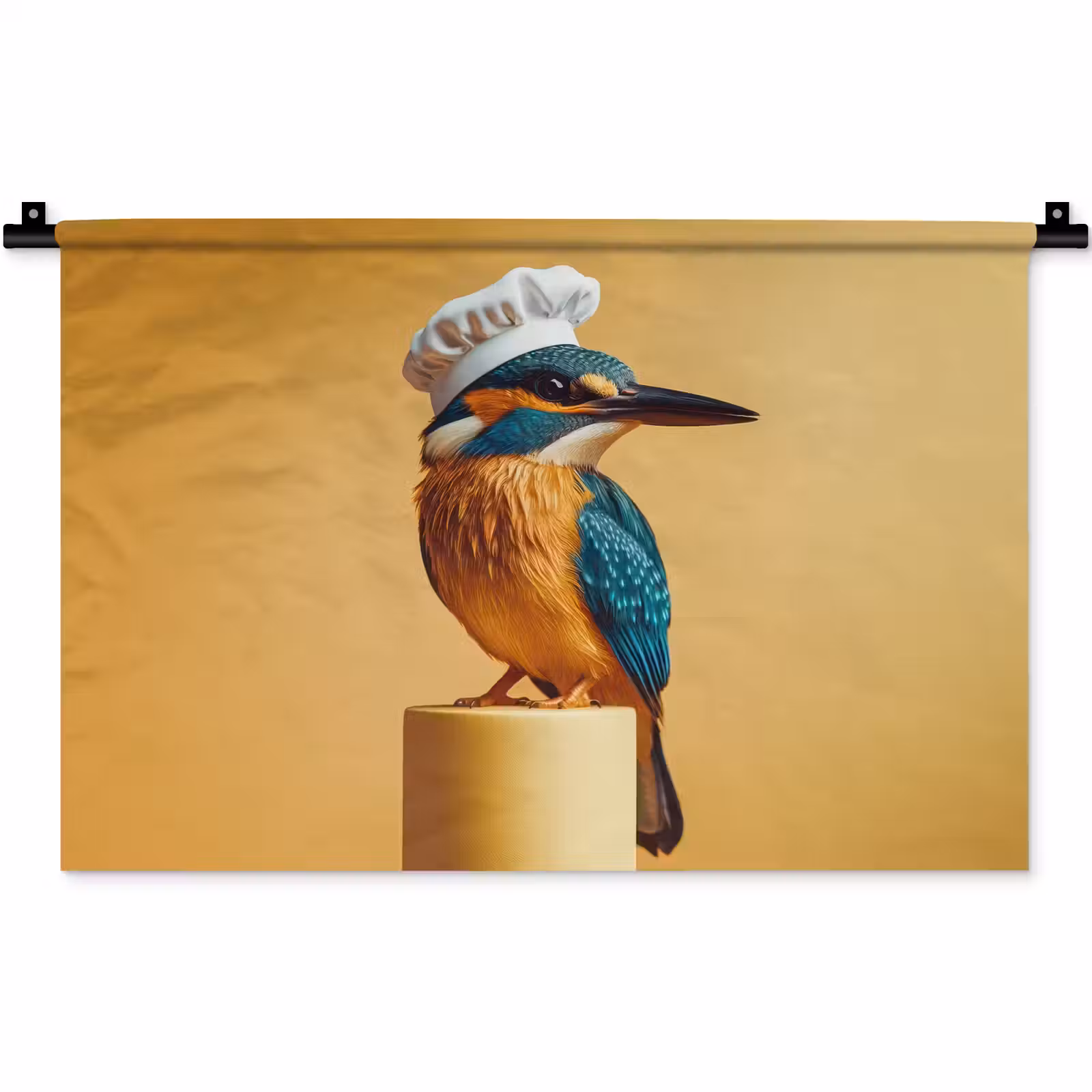 Wandkleed - Ijsvogel - Pilaar - Koksmuts - Vogel — 1