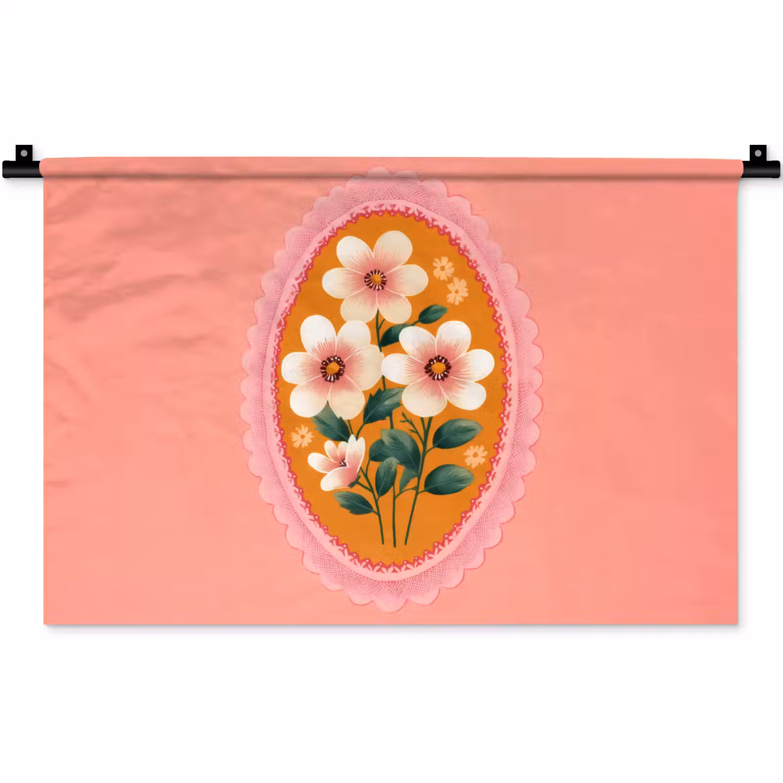Wandkleed - Illustratie - Bloemen - Rand - Roze — 1