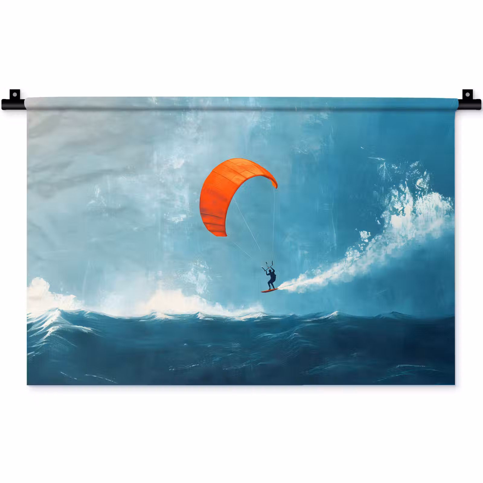 Wandkleed - Kitesurfer - Oranje - Zee - Lucht — 1