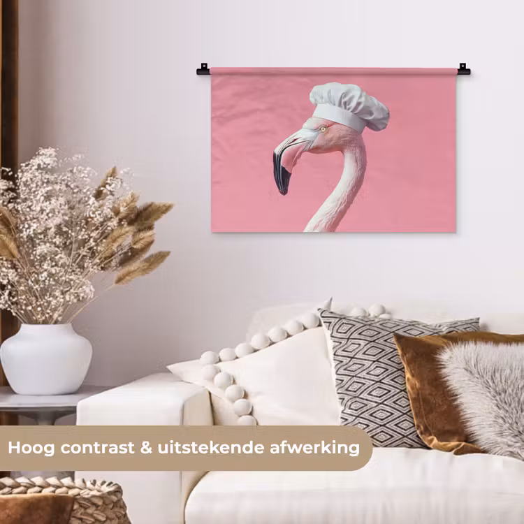 Wandkleed - Flamingo - Roze - Koksmuts - Vogel — 4