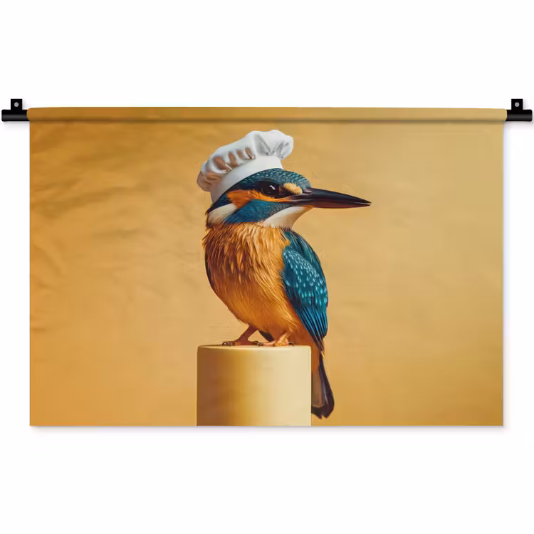 Wandkleed - Ijsvogel - Pilaar - Koksmuts - Vogel — 1
