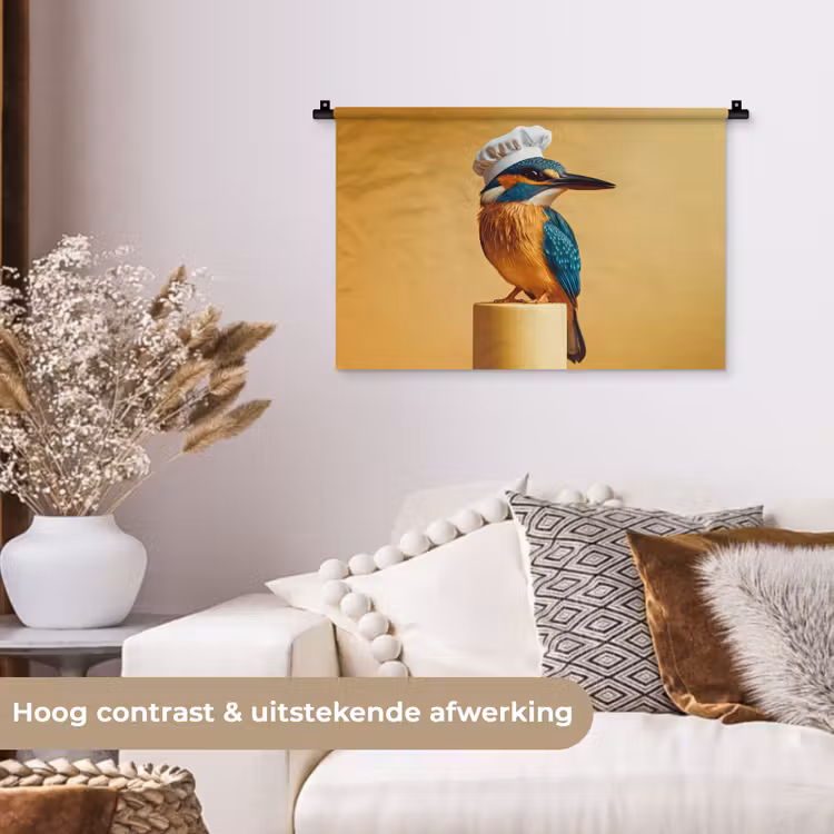 Wandkleed - Ijsvogel - Pilaar - Koksmuts - Vogel — 4