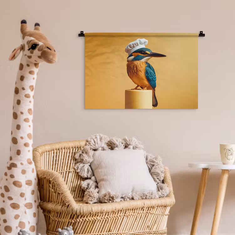 Wandkleed - Ijsvogel - Pilaar - Koksmuts - Vogel — 5