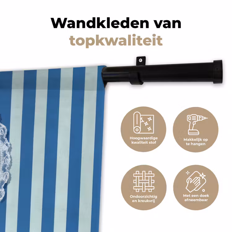 Wandkleed - Illustratie - Bessen - Blauw - Strepen — 3