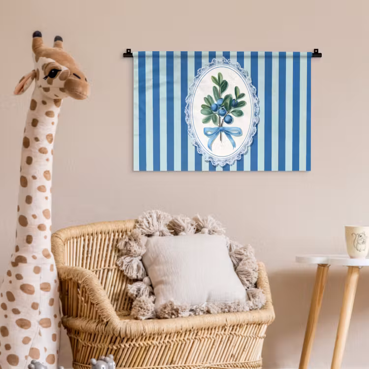 Wandkleed - Illustratie - Bessen - Blauw - Strepen — 5