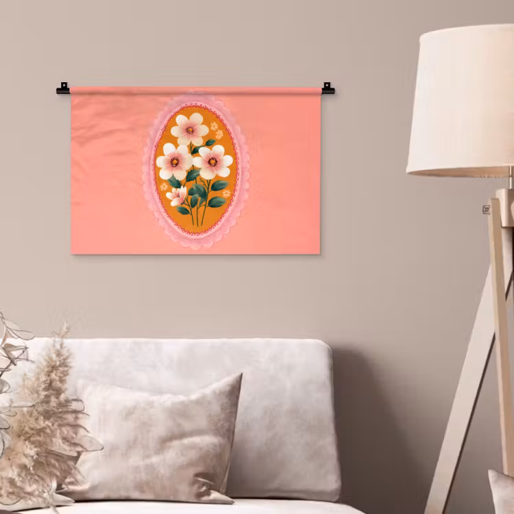Wandkleed - Illustratie - Bloemen - Rand - Roze — 2