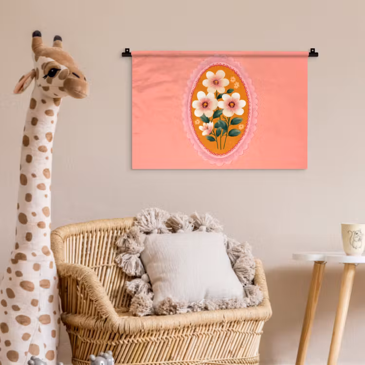 Wandkleed - Illustratie - Bloemen - Rand - Roze — 5