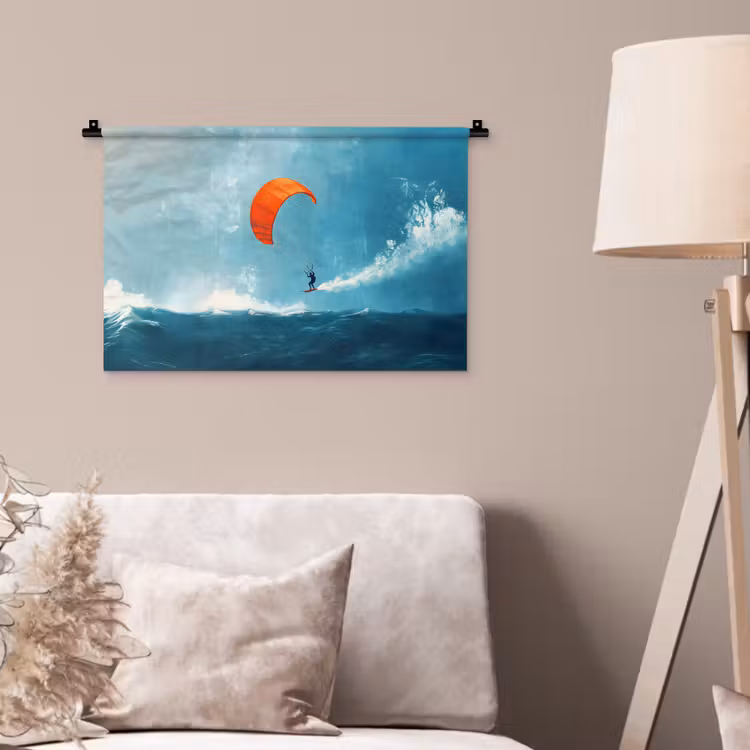 Wandkleed - Kitesurfer - Oranje - Zee - Lucht — 2
