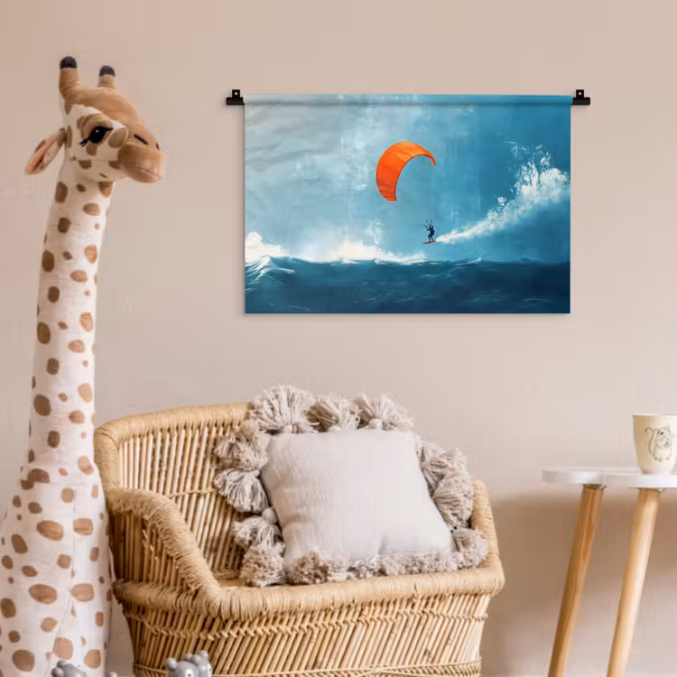 Wandkleed - Kitesurfer - Oranje - Zee - Lucht — 5