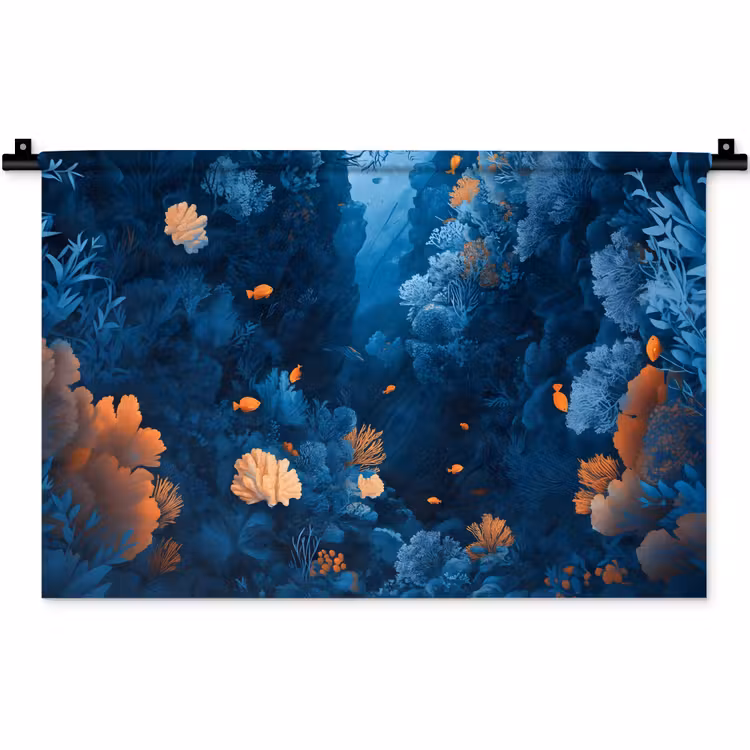 Wandkleed - Koraalrif - Vissen - Oceaan - Blauw — 1