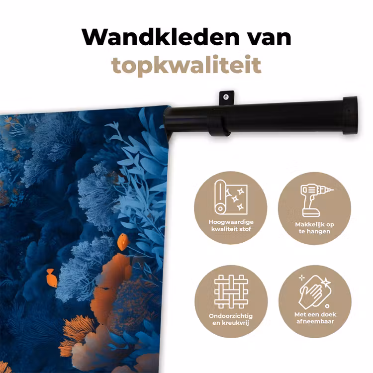 Wandkleed - Koraalrif - Vissen - Oceaan - Blauw — 3
