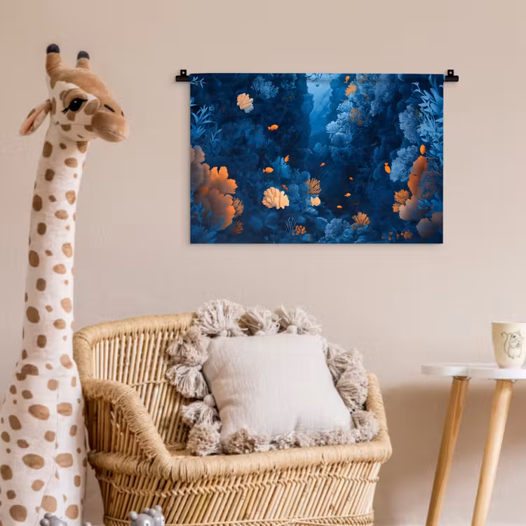 Wandkleed - Koraalrif - Vissen - Oceaan - Blauw — 5