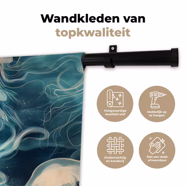 Wandkleed - Kwallen - Zee - Wit - Golven — 3
