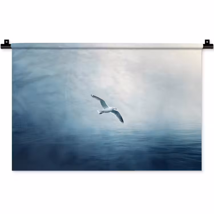 Wandkleed - Meeuw - Wit - Zee - Mistig — 1