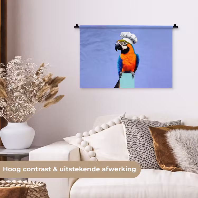 Wandkleed - Papegaai - Koksmuts - Vogel - Leuk — 4