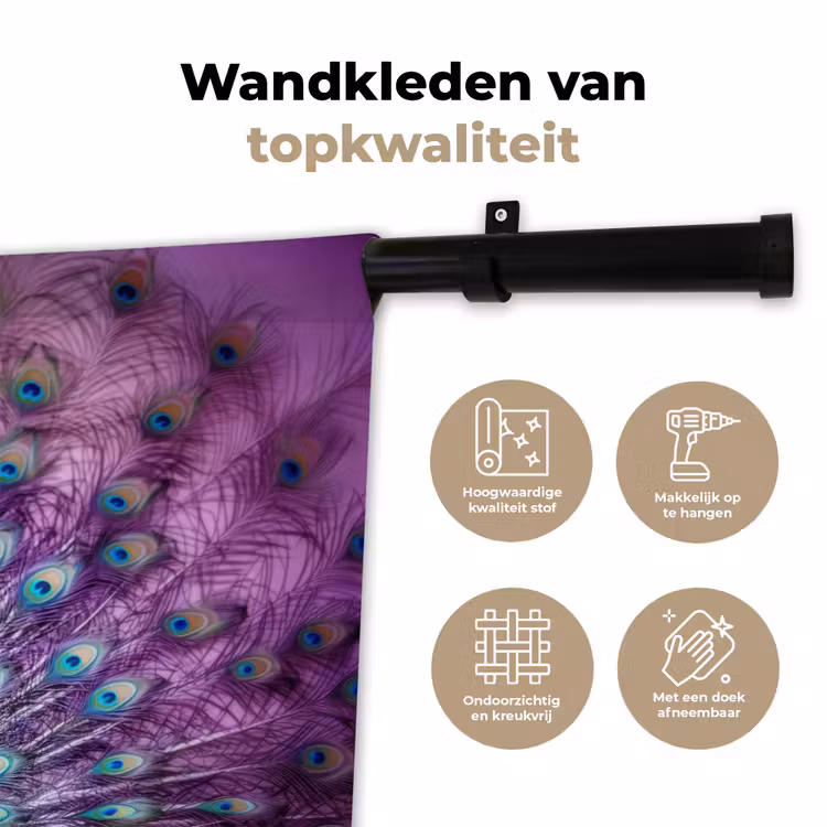 Wandkleed - Pauw - Koksmuts - Cool - Paars — 3